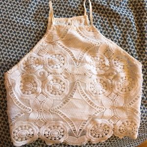 White Abercrombie lace halter top